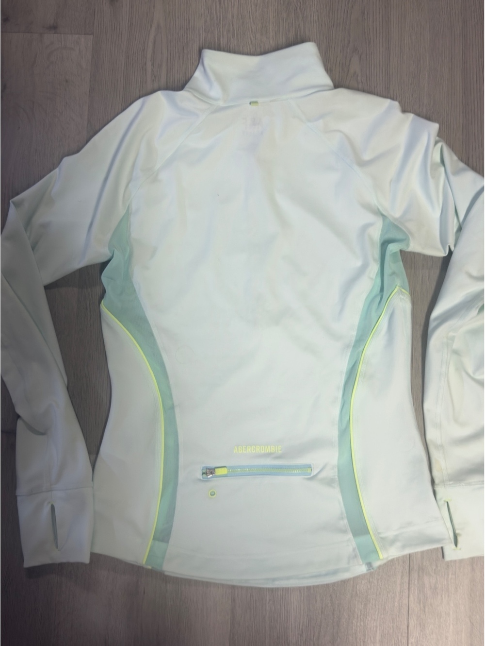 Abercrombie & Fitch Women's White and Light Blue Activewear Pullover Hoodie Size - Picture 2 of 6